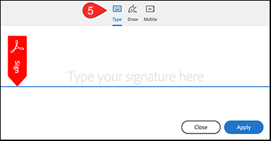 Type or Draw Signature indicator