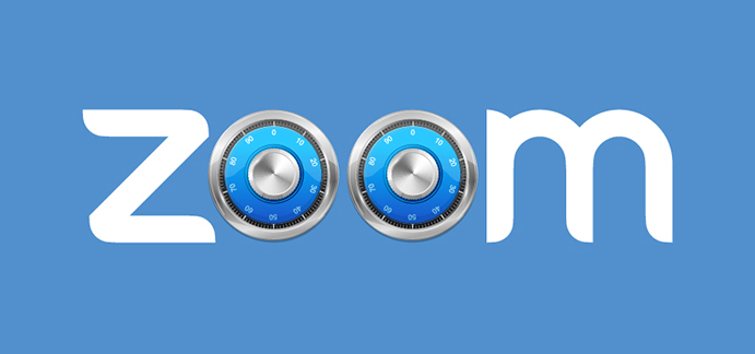 Zoom logo with two safe dials in the middle