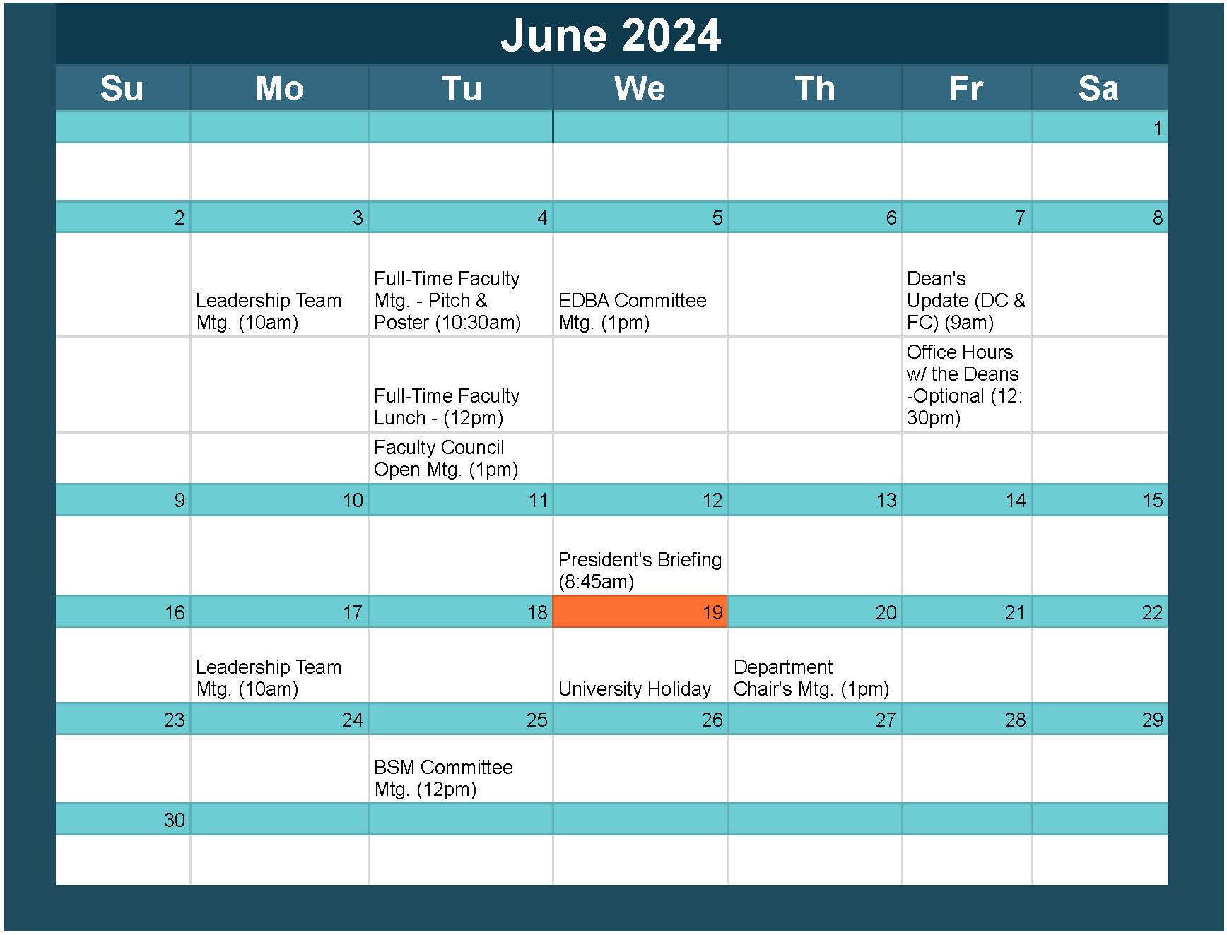 Faculty Calendar