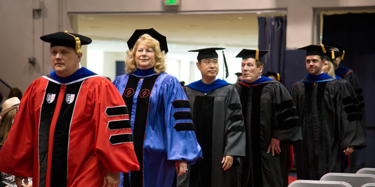 Faculty at commencement