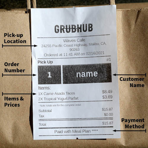 example of grubhub receipt