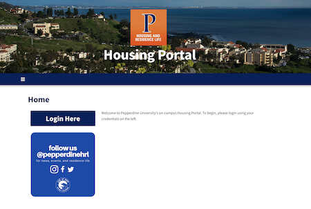 login page of Housing Portal