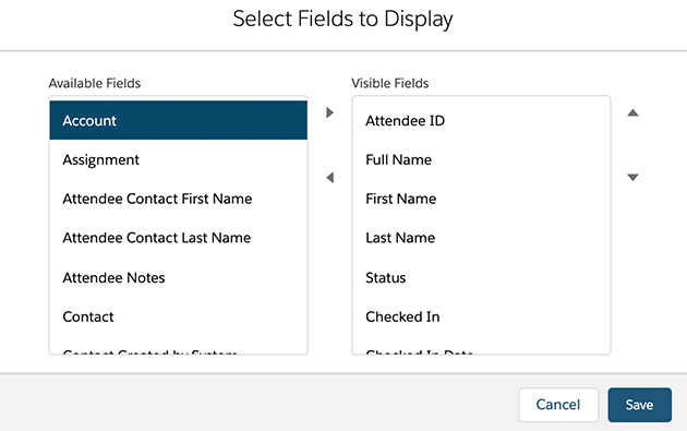Available Fields to Select
