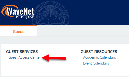 Guest Access tab and Guest Access Center link highlighted.