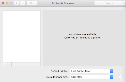 Add new printer window