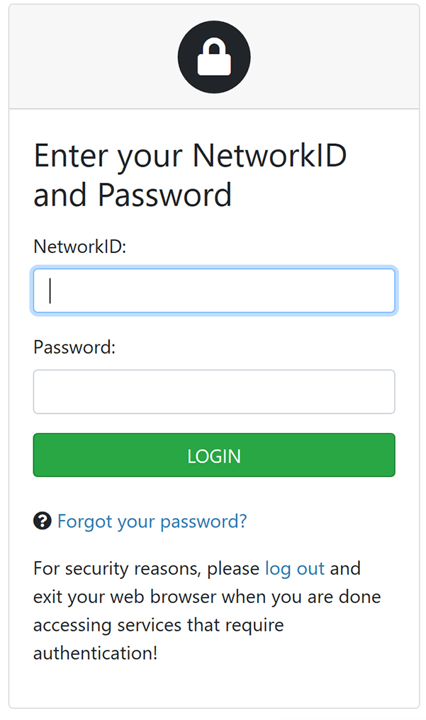 University authentication screen to enter your Pepperdine NetworkID and password