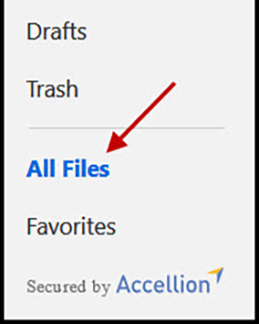 All files window with red arrow