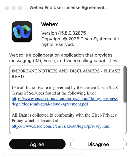 Webex End User License Agreement