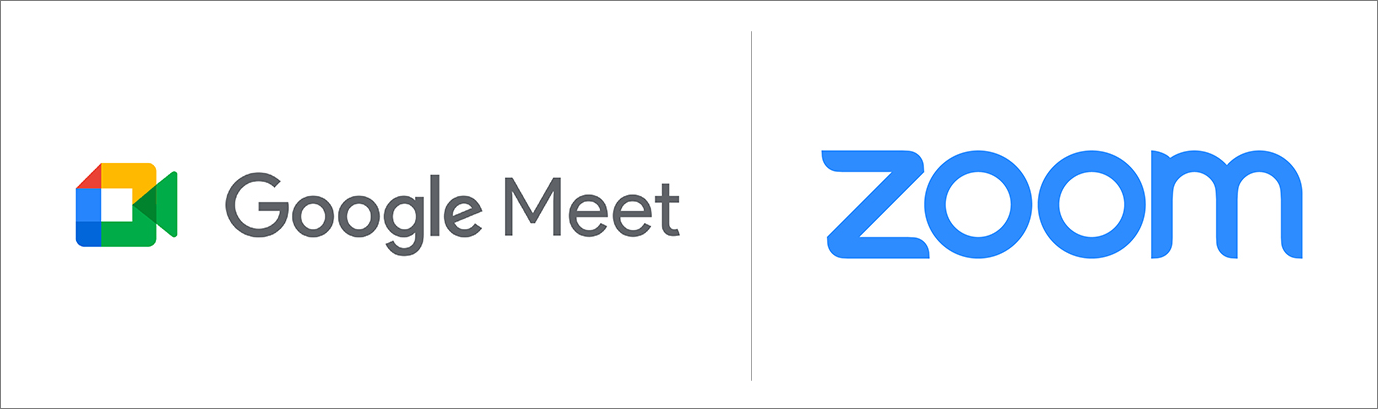 Google Meet and Zoom logos