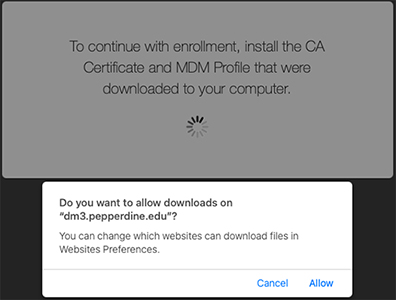 Install CA Certificate Screen
