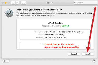 MDM Profile Installation Confirmation Screen