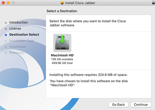 Cisco Jabber installer select destination