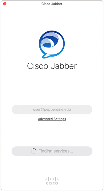 Cisco Jabber finding services screen