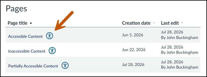 The alternative format icon will appear adjacent to the content for students.
