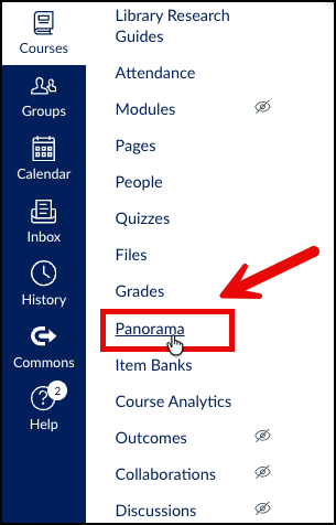 The Panorama tool is always located in the course site tool menu.
