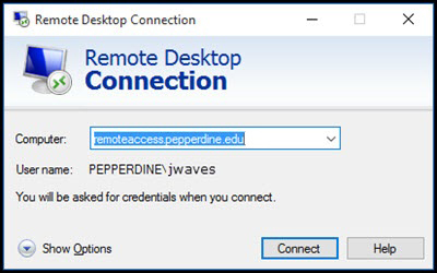 Remote Desktop Connection  Window