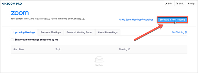 Schedule a new Meeting with Zoom Pro