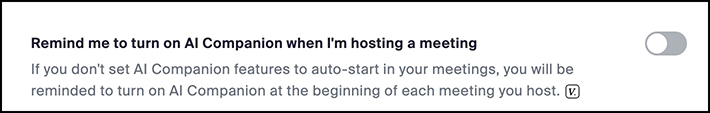 Remind Me to Turn on AI Companion When I’m Hosting a Meeting screen