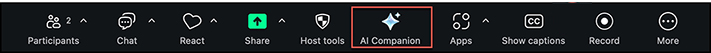 Zoom AI Companion toolbar