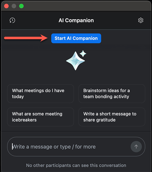 Start AI Companion button