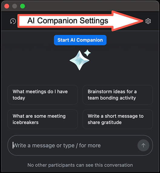 Zoom AI Companion settings