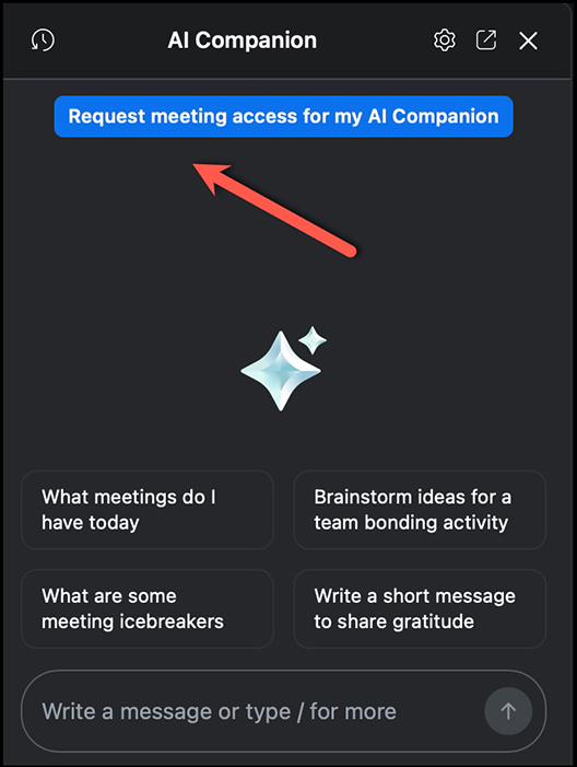 Zoom AI Companion request meeting access