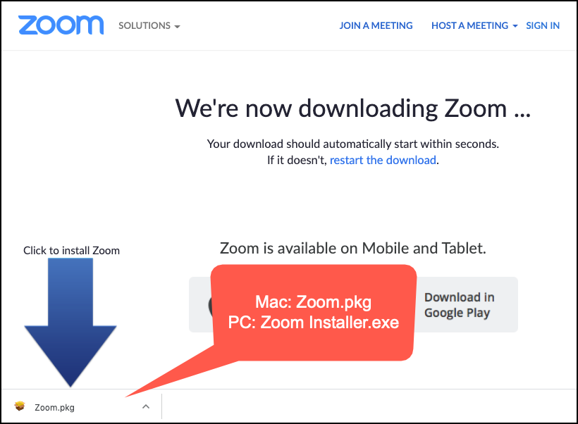 Download the Zoom app and be sure to open the downloaded file.