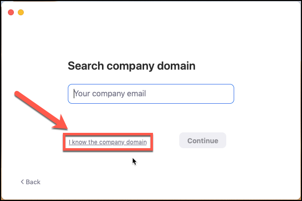 Click the option that allows you to specify the company domain.
