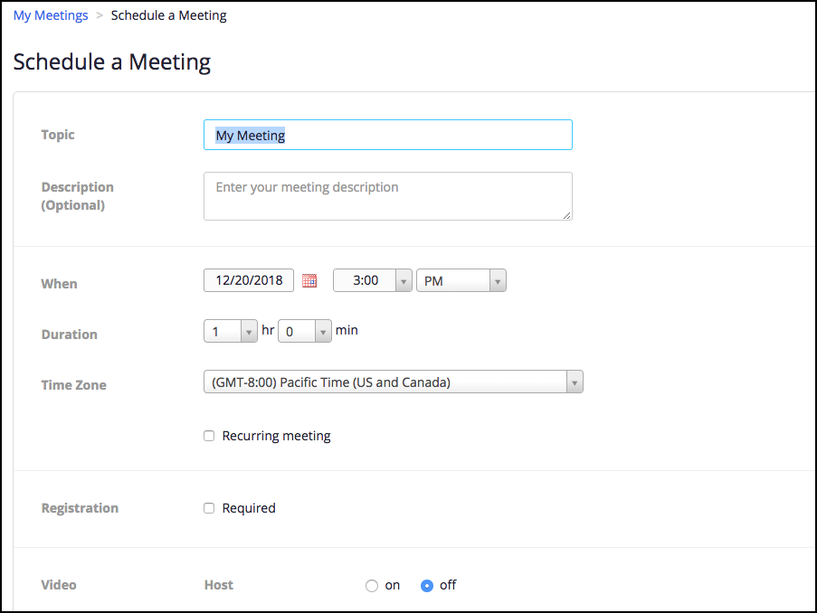 Adding a title to the meeting