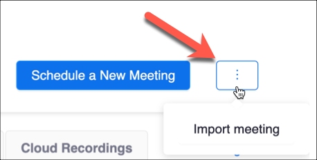 Click the more option to import meetings.