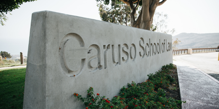 Caruso School of Law concrete sign