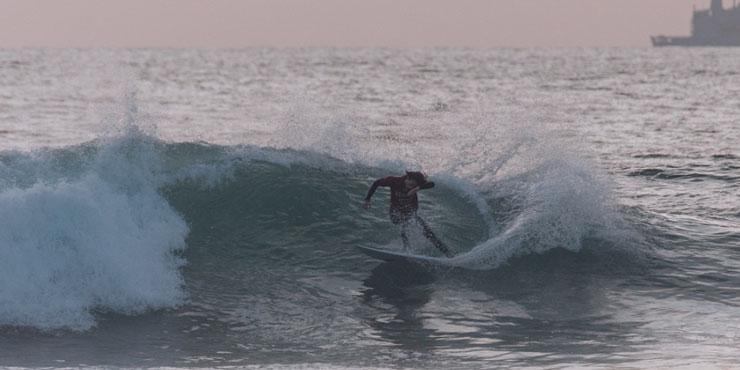 Seaver student surfing in Malibu