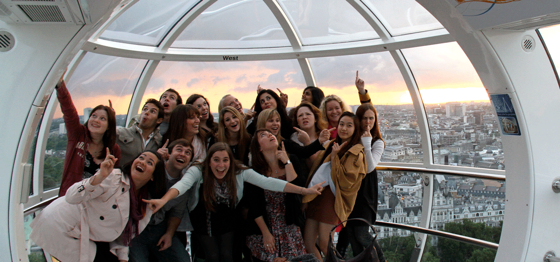 Study abroad students in the London Eye
