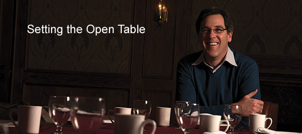 man sitting at table
Image text reads Setting the Open Table