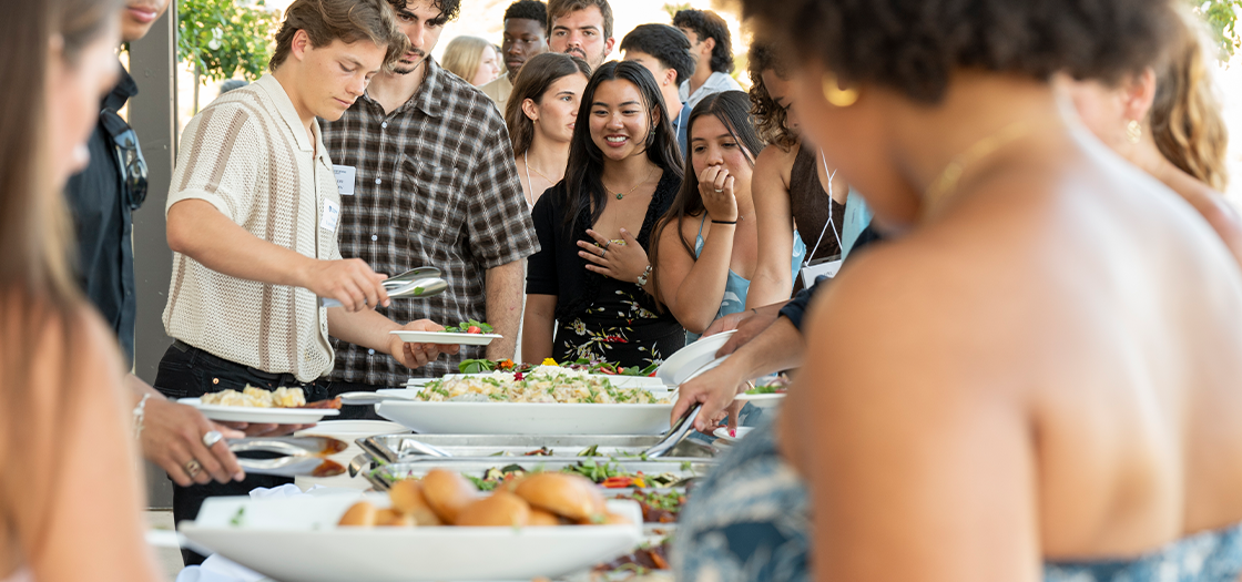 students serving food