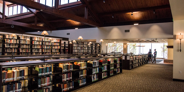 Collection of books in Payson library