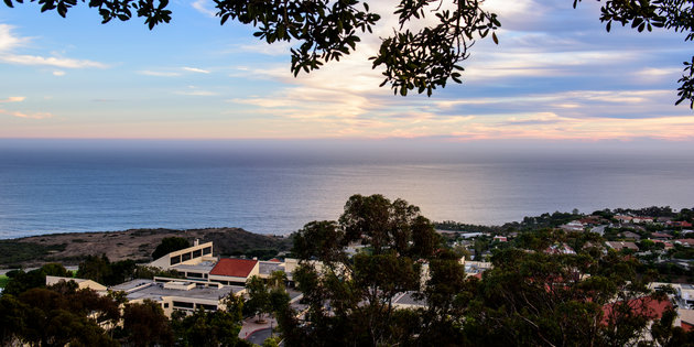 scenic overview of campus and ocean