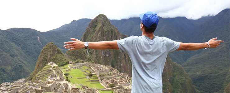 Student overlooking Machu Picchu
