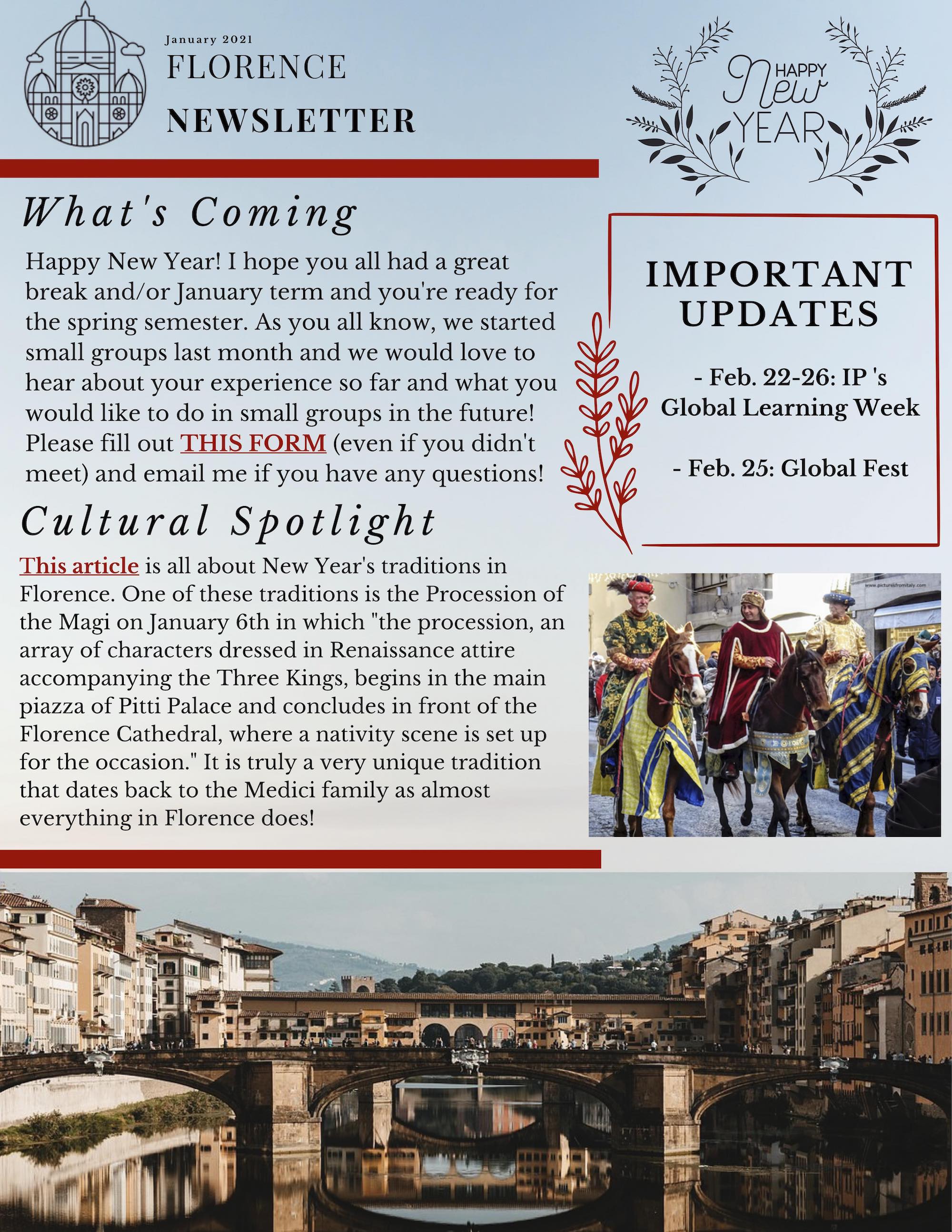Florence January 2021 Newsletter