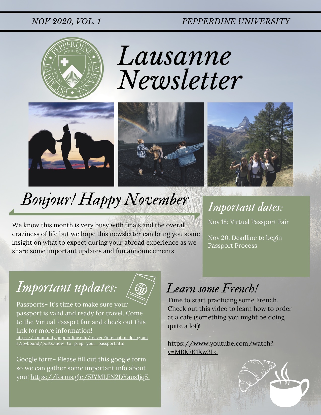 Lausanne November 2020 Newsletter