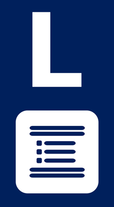 Letter L with icon of bulleted list.