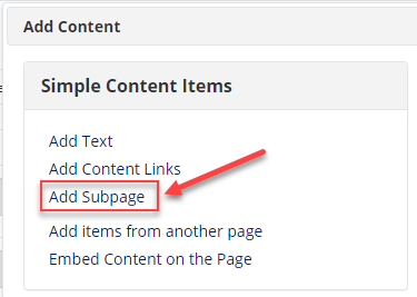 Lessons Add Content Add Subpage