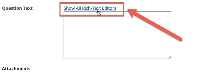 Click the "Show All Rich-Text Editors" option to reveal the editor.