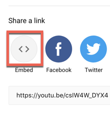 Clicking "embed" will reveal the embed code.