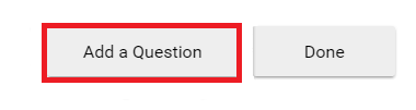 The add a question dialogue box