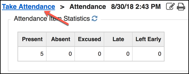 Sakai 12 Attendance Tool Take Attendance Link Image