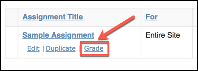 Select "Grade" Underneath the assignement