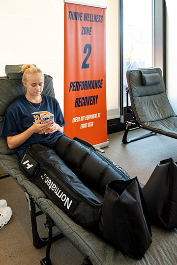 Student with Compression Boot Therapy